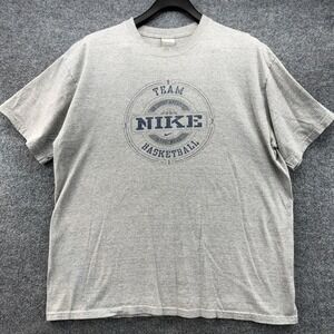 Nike Basketball T Shirt Gray Men's Large Team On Court Apparel Graphic Tee VTG